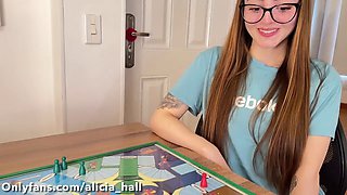 Game night fun with glasses-wearing beauty Alicia Hall