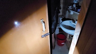 My stepsister was taking a shower with the door open and I was peeking in.