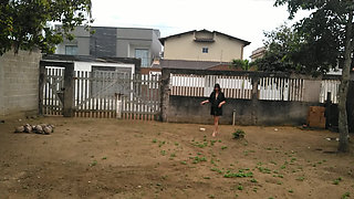 My wife masturbates herself naked in front yard