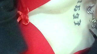 Busty blonde masturbates pussy in a close up photo