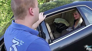 First risky outdoor fuck for cute blonde Sara Coul - My First Public