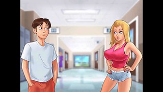 University summer adventures with big boobed students in Summertime Saga