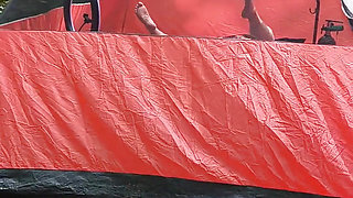 Dirty Stranger Walks by Watching This Slut Slip Dildo Inside