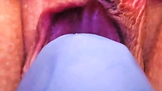 Close up of me fucking a blue dildo