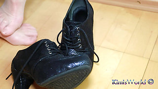 Elegant Lace-up Heels & Sheer Nylon Tease