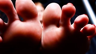 Teen slut foot fetish cock rub