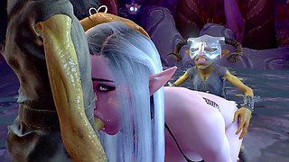 Goblin and night elf in a wild rear end threesome featuring Wraith931