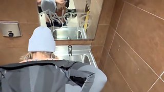 Begs For Creampie During Sneaky Hookup In Public Washroom