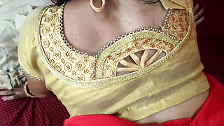 Indian Stepaunty Red saree with boyfriend sex enjoy