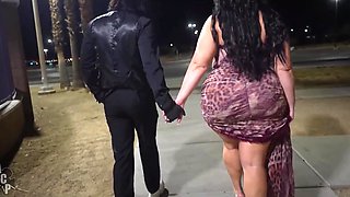 Phat-assed Brunette BBW Alex Blair Goes Nuts In the City At Night, Having Fun With Gibby The Clown
