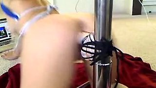 Blonde tight pussy babe solo toy fun in glamour masturbation