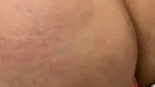 Busty curly brunette with big boobs fucks on couch