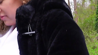 Fat German Housewife Banging in the Car in the Forest