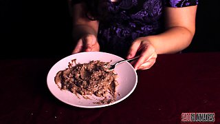 Chewing Her Brownie and Cumming on It