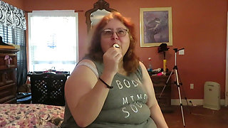 BBW redhead Mature Nurse vicki  licks and sucks on an ice cream
