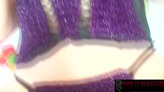 Big titty ladyboy with a toy - TransWorldAsia