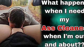 Slave Cleaning My Ass Outdoors