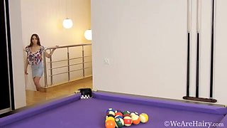 Melani Bree masturbates on her purple pool table - WeAreHairy