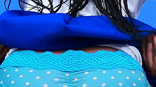 Extreme Winking Anus! Enormous Ass Cheeks Wide Open with Blue Thong Pulled Down, Pussy Erotica Fetish Black Pussy and Butthole