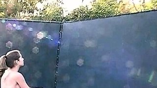 Sexy brunette teen outdoor masturbation
