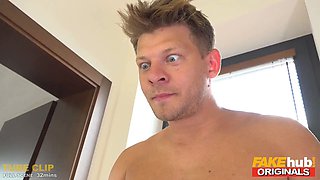 Fakehub - sexy tennis ball female pranks the boys before smoking their cock and seducing them with her hot natural fit figure in the sauna concluding with three-way