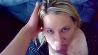 Blonde Slut Sucks Cock And Gets Big Cum Facial !!