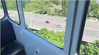 Sally Dinosaur And Verified Amateurs In Risky Public Cable Car Blowjob The Sky