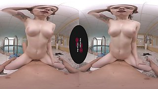 Gorgeous babe gets anal pounded in virtual reality butt penetration session