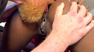Perfect Anal Creampie - Slim Black Girl Gets Pussy and Ass Fucked From Her White Daddy