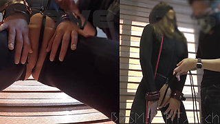 Crotch Rope Pussy Close-up: a Masochistic Slave Gives Her Master a Blow Job. Cum Drinking.