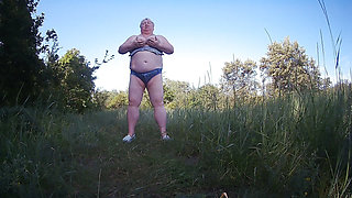 Stepmom undressed in the park and pisses in front of everyone