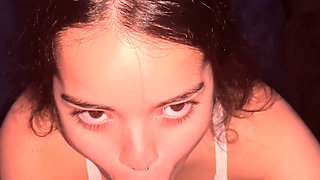 Lunah Blanc deepthroats Ragnar Blanc's big cock in POV with red panties and reverse cowgirl