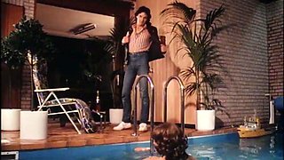 Vintage. Threesome in pool. MMF: Blowjob, Hardcore  Brunette Porn