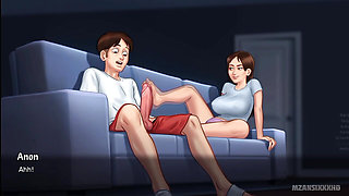Jenny gives her boyfriend a foot job live on a cam show (Summertime Saga Gameplay)