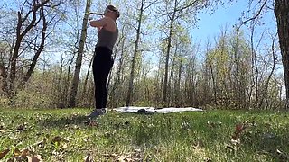 Setting Up Camp While Flashing And Teasing Outdoors - Mya Lane