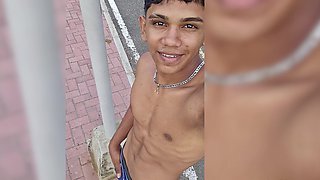 Super cute latino boy with abs and monster dick