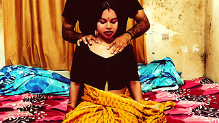 Hot Indian Bhabhi in saree fucked pussy by Devar during massage