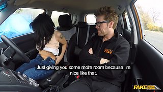 Asian student with small tits gets a reality lesson in driving by driving school