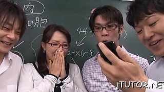 Teacher gives sexy tit fuck and gets facial after sucking