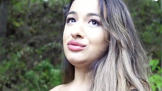 Tiny latina gets her tight pussy devoured by a casting manager