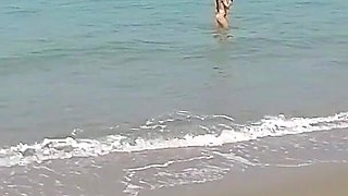 Voyeur - Hot MILF Naked on the Beach and Swimming in the Sea