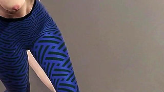 Hot Ms Davidson Handjob And Footjob In Her Blue Leggins Service Make Big Dick Cum A Lot Of Sperm