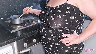 Homemade BBW Wife in Sheer Pantyhose - Mature MILF Shows Big Ass & Hairy Pussy