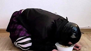 Leashed Sissy Drinks Mistress Piss Like the Thirsty Slave She Is