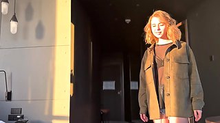 Cute Russian girl offers her pussy after the coming of the sun