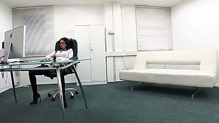 arabian babe in glasses gets creampie in office
