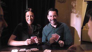 Two milfs and a young guy in an intense threesome scene with Shay Sights.