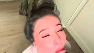 Extreme amateur pov blowjob with brunette babe