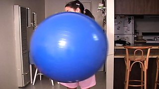 Hot teen on stability ball