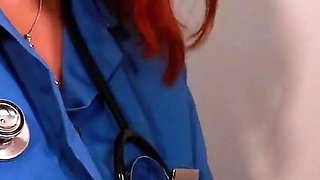 Hot Redhead Nurse Jerks Her Favourite Patient's Hard Cock